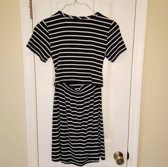 Market & Spruce Open Back Dress Black/White Striped Size Small - Picture 4 of 10